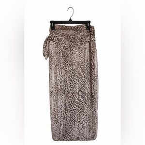 Dress Forum Leopard Print Wrap Maxi Skirt - Taupe Brown